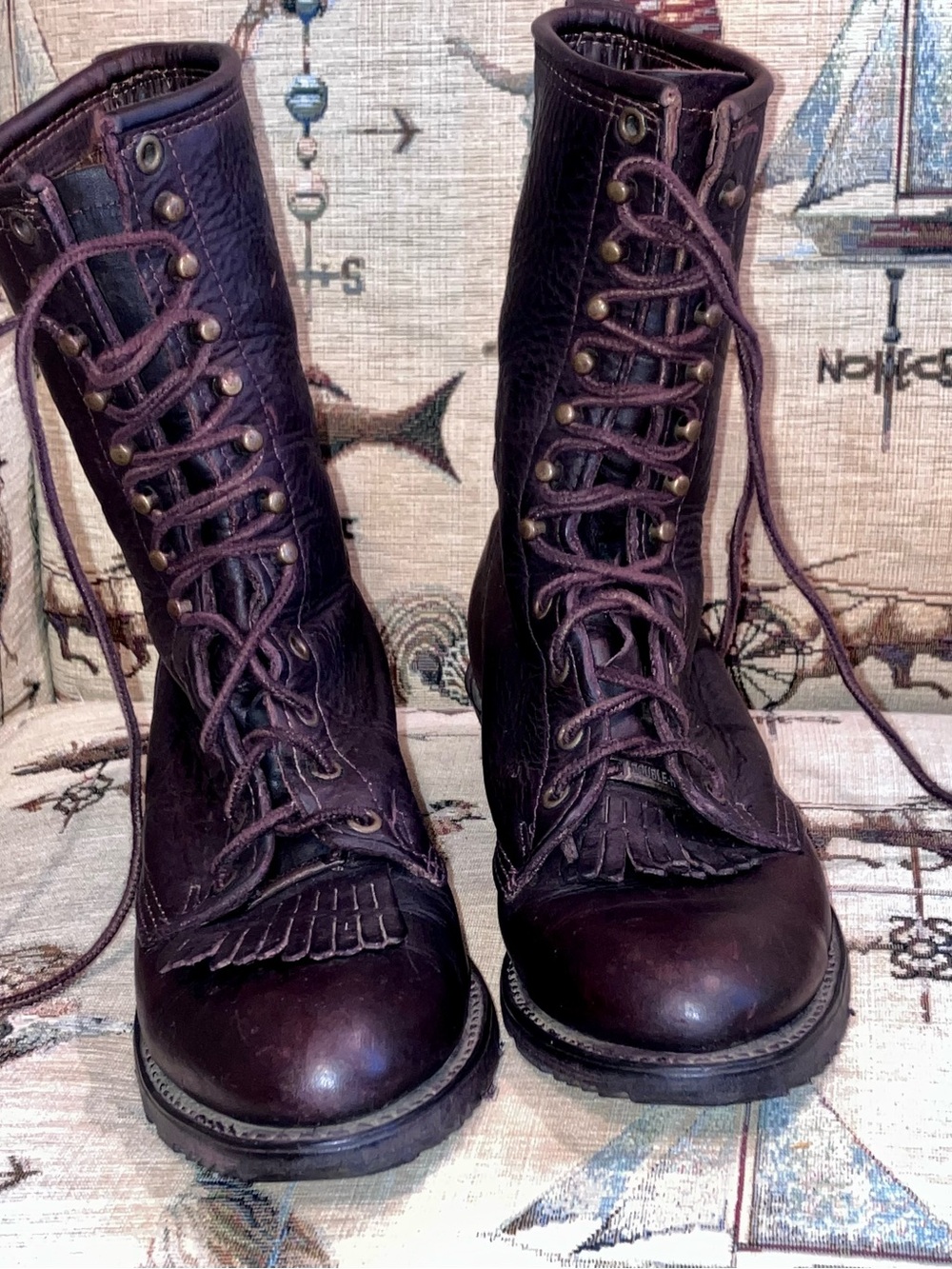 Double H Packer Burgundy Leather Boots size 9M EUC - Picture 3 of 13